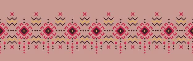 Pink ethnic handmade border beautiful art. Navajo seamless pattern in tribal, folk embroidery, Mexican, Peruvian, Indian, Moroccan, Turkey, and Uzbek style. Aztec motif geometric art ornament print. vector