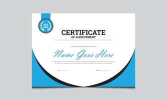 plantilla de certificado creativo. banner de plantilla de certificado para la plantilla de impresión con moderno limpio azul oscuro y blanco - vector, impresión, maqueta vector