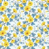 Yellow flowers and leaf seamless pattern. vector