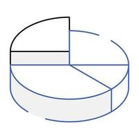 icono isométrico moderno del gráfico circular vector