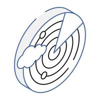 A radar detection system in isometric outline icon vector