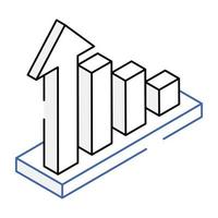 An icon of bar graph isometric design vector