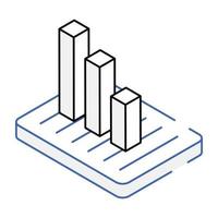 An icon of bar graph isometric design vector