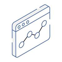 A graph plot isometric icon vector