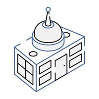 An editable isometric icon of space observatory vector