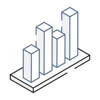 An icon of bar graph isometric design vector