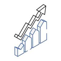 An icon of bar graph isometric design vector