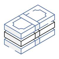 Modern isometric outline icon of a cash vector