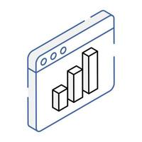 A graph plot isometric icon vector