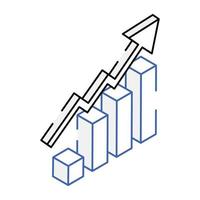 A graph plot isometric icon vector