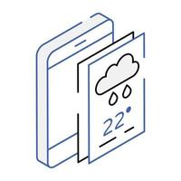 A mobile  weather app isometric icon vector