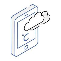 A mobile  weather app isometric icon vector