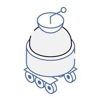 Space robot isometric icon, customizable design vector