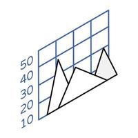 A graph plot isometric icon vector