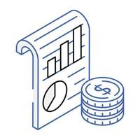 A graph plot isometric icon vector