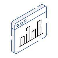 A graph plot isometric icon vector