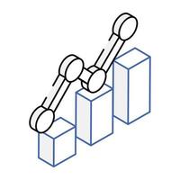 An icon of bar graph isometric design vector