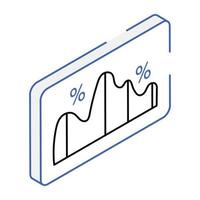 A graph plot isometric icon vector