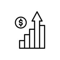 aumentar la tabla con dinero. vector de icono de gráfico de inversión