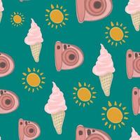 Colorful seamless summer pattern with hand drawn beach elements. vector