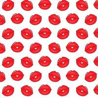 Red lips in pop art style seamless pattern. vector