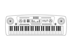 Synthesizer music piano keyboard in doodle style. Musical instrument. vector