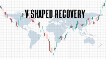 Antecedentes abstractos del mercado de valores de recuperación en forma de v sobre fondo blanco. vector