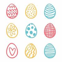 huevos de pascua multicolores, dibujados a mano vector
