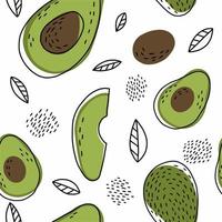 Avocado Doodle Pattern vector