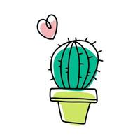 Homemade Cactus Flower Hand-drawn, Doodle vector