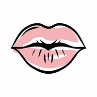 Women's lips painted with lipstick, hand drawing vector