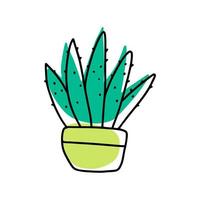 Homemade Cactus Flower Hand-drawn, Doodle vector