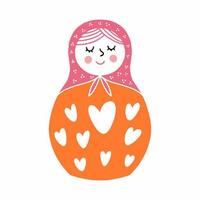 muñeca nacional rusa muñeca matryoshka dibujada a mano vector