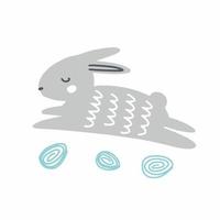 Cute Easter bunny, baby doodle vector