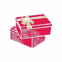 Gift box with a satin bow, hand-drawn vector