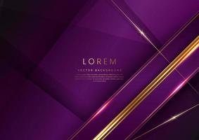 Abstract luxury violet geometric diagonal overlay layer background with golden lines. You can use for ad, poster, template, business presentation. vector