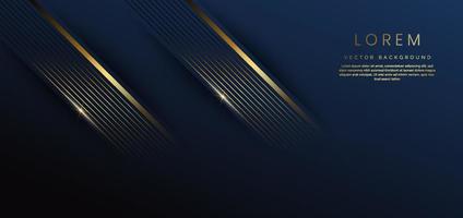 Abstract template dark blue geometric diagonal with golden line layer on dark blue background. Luxury style. vector