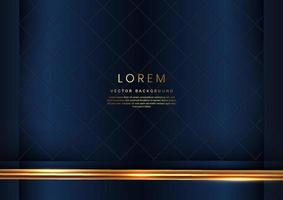 Abstract 3d modern luxury template dark blue background with golden line light sparkle. Vector illustration