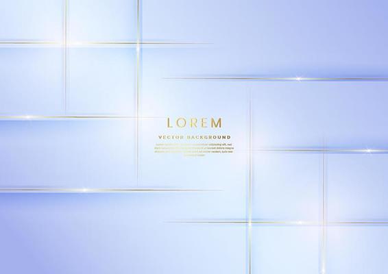 Abstract 3d template light blue background with gold lines diagonal sparking with copy space for text. Luxury style.