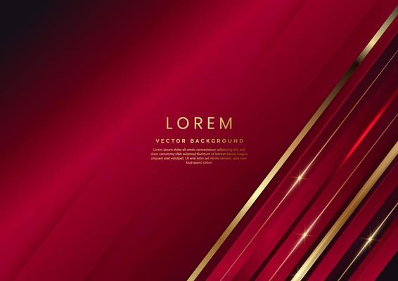 Abstract luxury red elegant geometric diagonal overlay layer background with golden lines. You can use for ad, poster, template, business presentation.