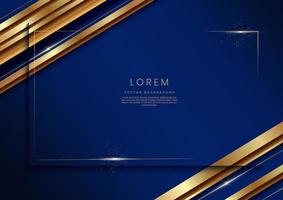 Abstract template dark blue background with golden line diagonal. Luxury style. Frame background. vector