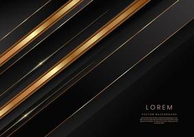 Abstract elegant gold lines diagonal on black background. Luxury style with copy space for text. vector