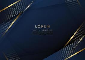Elegant diagonal blue luxury background with lines golden border. Template premium award design. vector