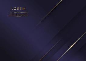 Abstract luxury purple elegant geometric diagonal overlay layer background with golden lines. vector