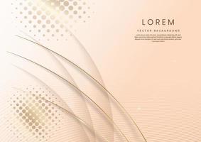 Abstract 3d soft brown curved layers background with lighting effect and sparkle with copy space for text. Luxury design style. vector