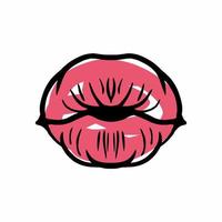 labios de mujer pintados con pintalabios, dibujo a mano vector