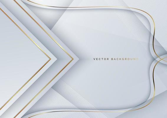 Abstract elegant template white triangle with golden lines on white background with copy space for text. Luxury concept.