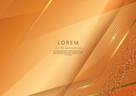 Abstract luxury brown elegant geometric diagonal overlay layer background with golden lines.