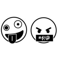 ilustración de contorno de lengua asada y emoji enojado
