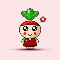 Cartoon vegetable for kids illustration, Cute smiling beetroot vegetable mascot vector